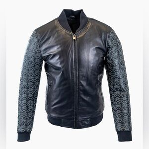 Men’s Skull Sleeve Leather Jacket by Maceoo
